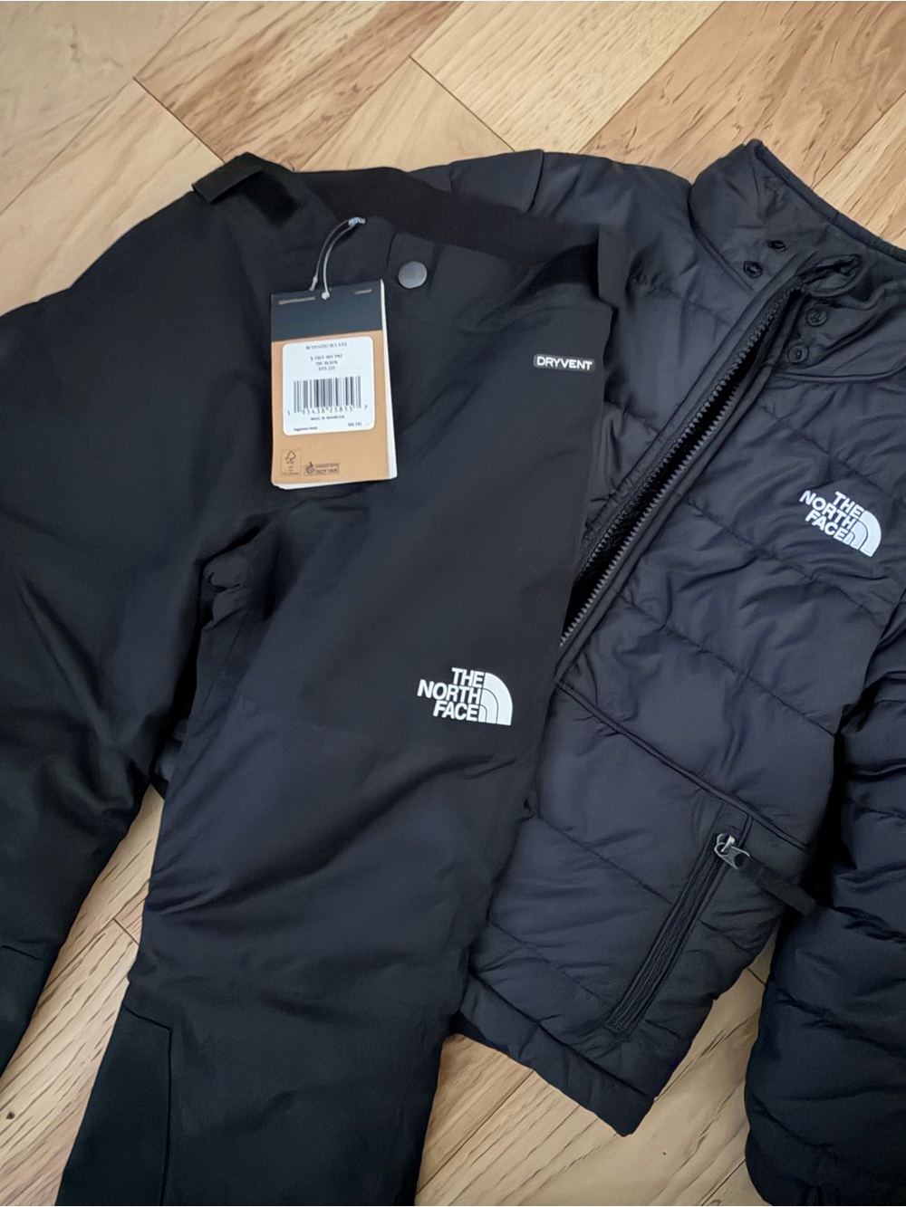 The North Face kids Black Puffer & Shell Jacket Duo